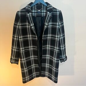 Beautiful Tommy Hilfiger size 8 black plaid midi pea coat women
